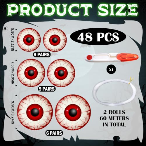 48 Pcs Halloween Glowing Eyes Outdoor Decorations Set - Creepy Lighting