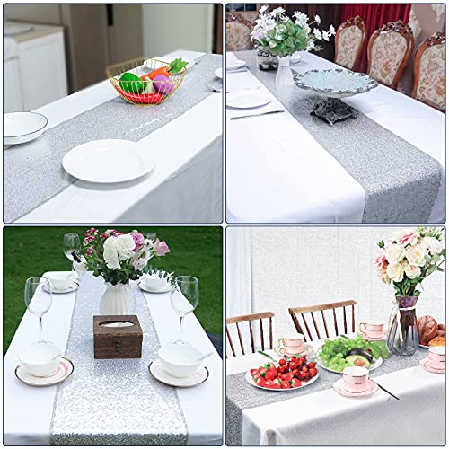 Silver Glitter Table Runner 12 x 108 Inch for Weddings & Parties - Variation of THIS listing