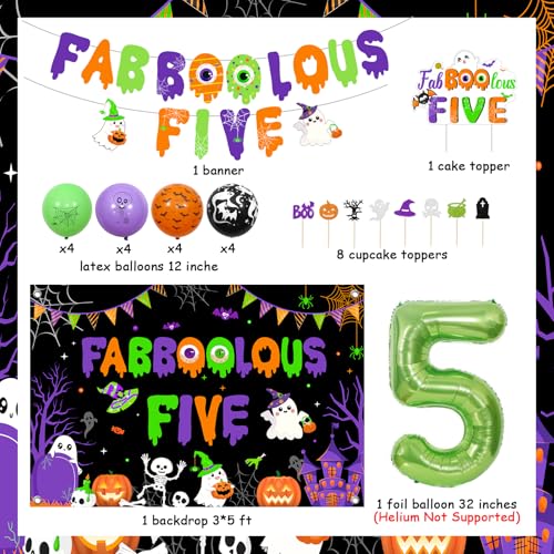Halloween 5th Birthday Decorations Balloons Banner Cake Topper Party Supplies
