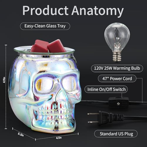 Rainbow Skull Wax Melt Warmer - 3D Firework Electric Skull Decor