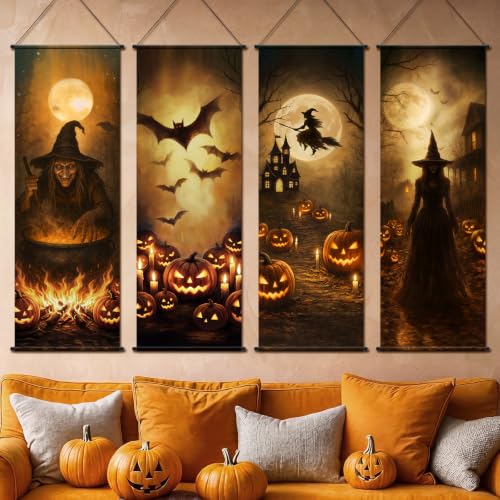 Halloween Spooky Witch Pumpkin Banner Set - Indoor Holiday Decoration