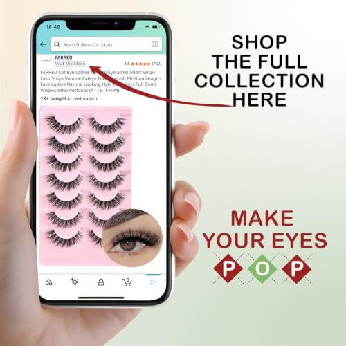 FARRED Cat Eye False Eyelashes A12 8-14MM Wispy Short Fluffy Strip Lashes