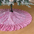 Pink Tree Skirt 45 Inch Ruffled Christmas Tree Skirt with Sequin Accents - Pink / 45 Inch