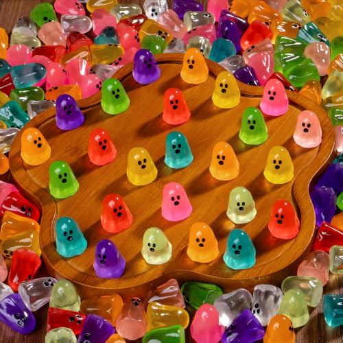 200pcs Glow-in-the-Dark Mini Ghost Figurines for Halloween Decorations