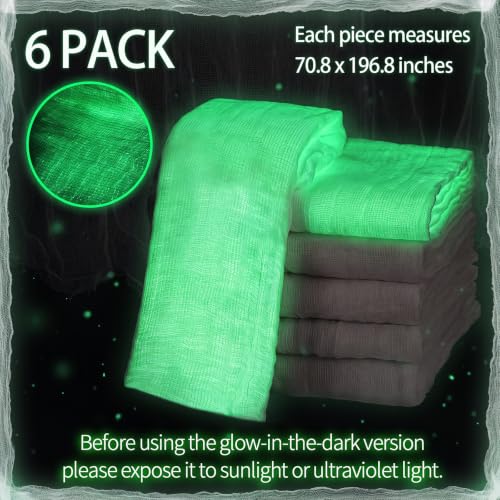 Glow in the Dark Creepy Cloth 6 Pack Halloween Decorations White & Green Glow