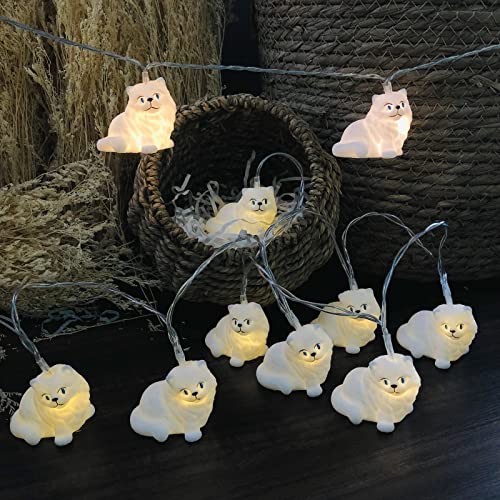 White Persian Cat String Lights 20LED Plug-in Animal Lantern Holiday Decor - Variation of THIS listing