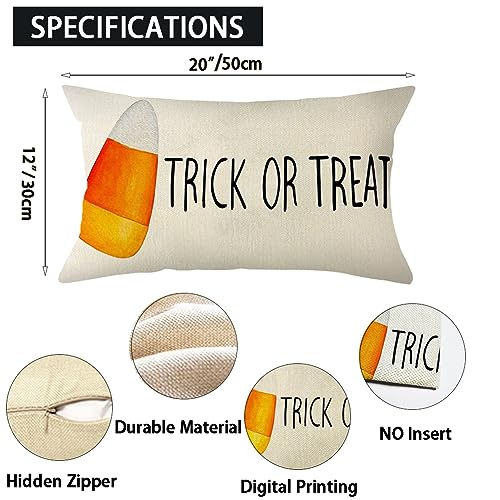 Halloween Candy Corn Throw Pillow Cover, 12x20 Inch Trick or Treat Home Decor