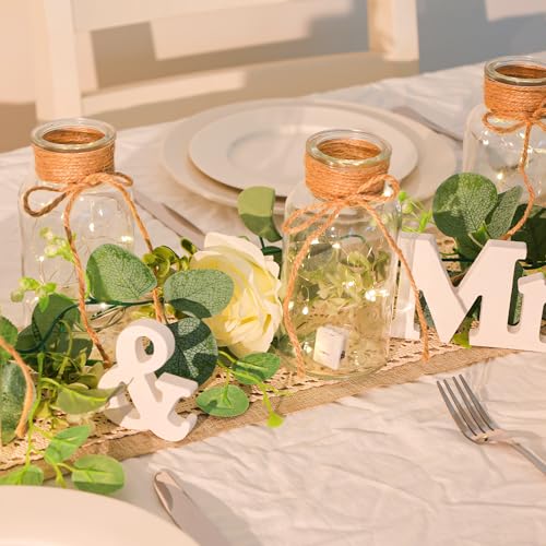 Set of 12 Clear Glass Vases with Twine Ties for Wedding & Home Decor