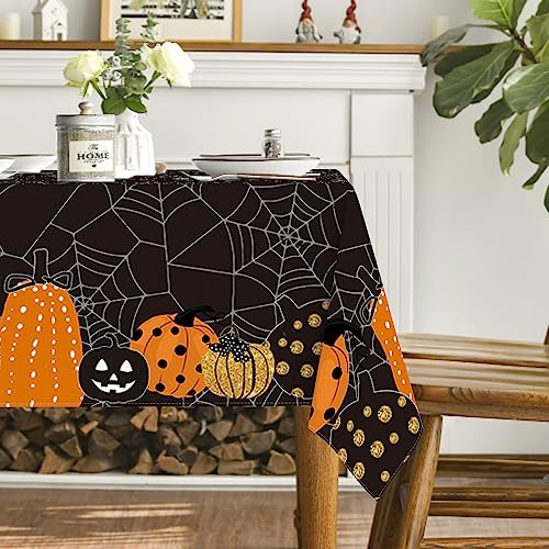 Halloween Cobweb Tablecloth 60 x 120 Inch Rectangular Black - Spooky Home Decor
