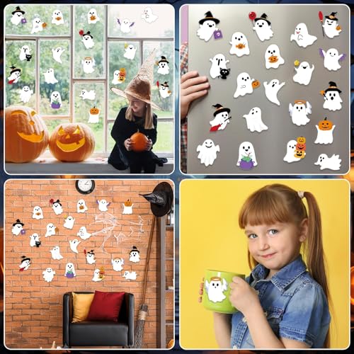 Halloween Ghost Gel Clings Set - Reusable Thick Vinyl Stickers for Windows & Decor - 20 Pieces