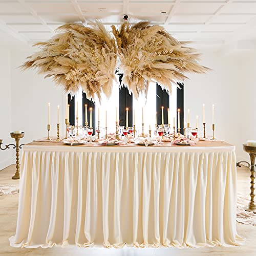 17ft Ivory Pleated Table Skirt for Rectangle Tables Wedding Party Baby Shower