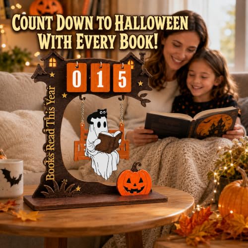 Spooky Ghost Reading Books Book Tracker Sign - Halloween Reading Decor