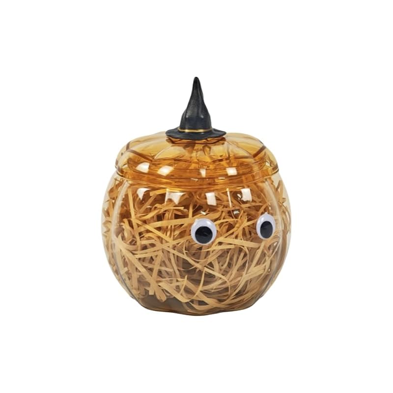 Pumpkin Shaped Candy Jar with Lid - Orange Plastic Container, 1 Pack - Variation of Pumpkin Orange