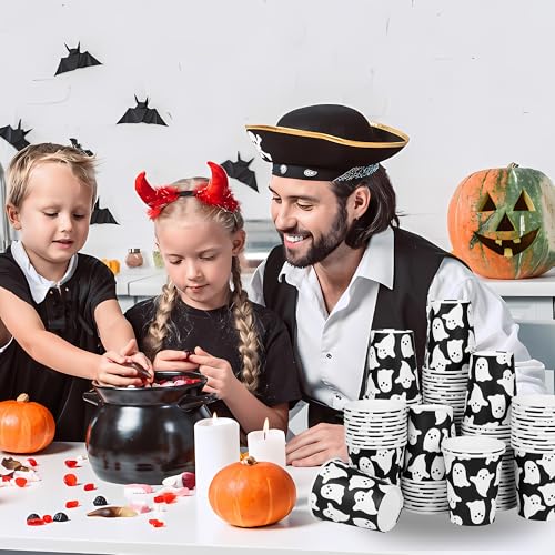 Halloween Ghost Paper Cups - 100 Disposable Party Cups for Spooky Events