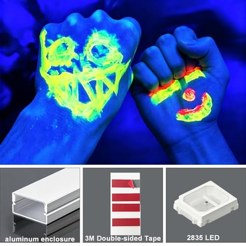 395nm UV Black Light Bar 2 Pack - Dimmable LED Strip for Glow Parties & Decorations