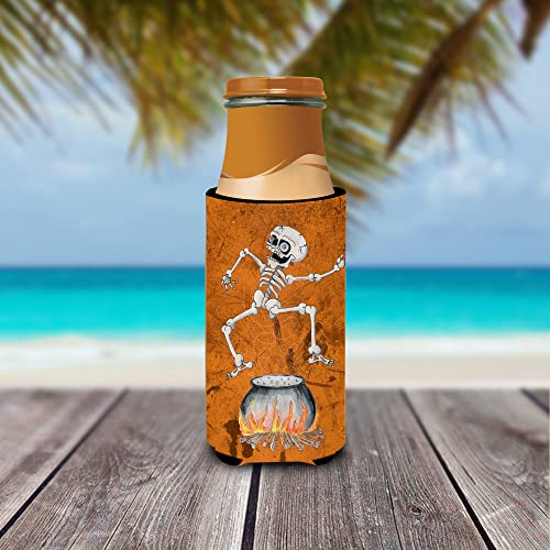 Skeleton Jumping from Witches Caldron Halloween Beverage Insulator for Slim Cans - SB3013MUK