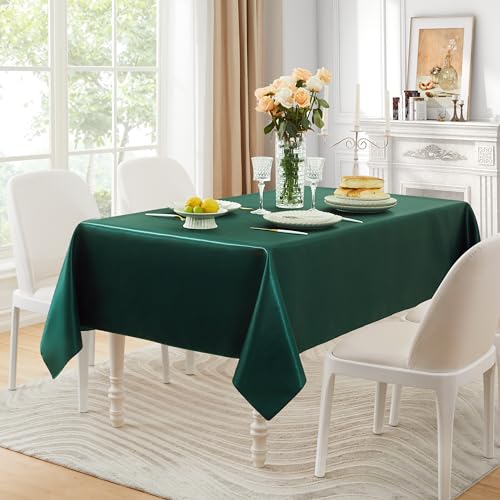 Blackish Green Satin Table Cover 60x102 Inches - Pack of 6, Rectangular
