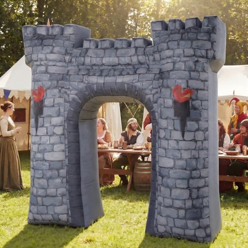 Medieval Inflatable Castle Archway with Lights - 8ft Halloween Party Decor - Variation: Medieval