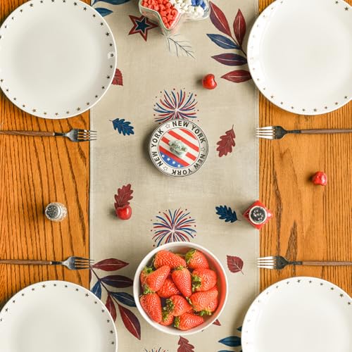 American Flag Fireworks Table Runner 13x60 Inch - 4th of July Memorial Day Home Decor
