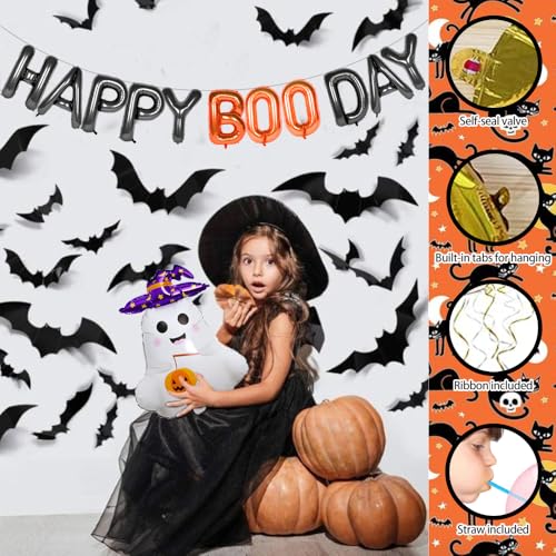 Halloween 16-Inch Foil Letter Balloons with Ghost Design for Party Decor