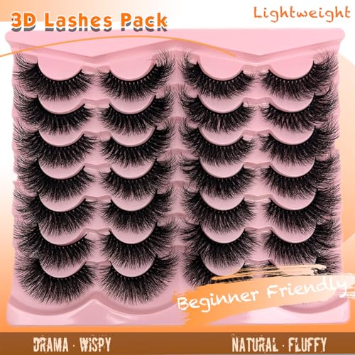 3D Mink Lashes Fluffy Wispy Cat Eye False Eyelashes Pack - Natural Look