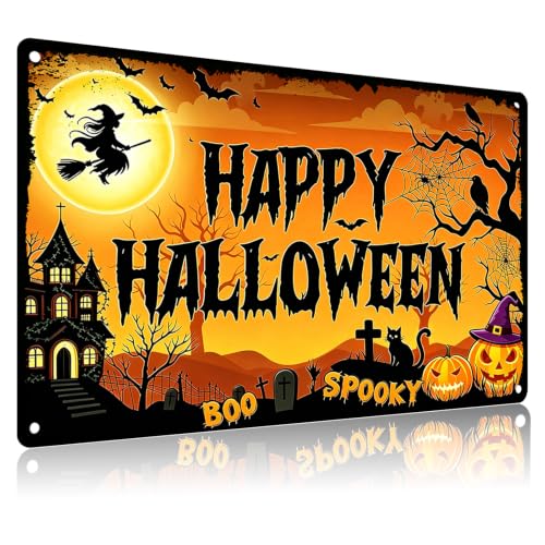Happy Halloween Sign Decorations - Spooky Yard & Wall Decor with Jack-o'-Lanterns & Tombstones - Variation: Happy Halloween Sign