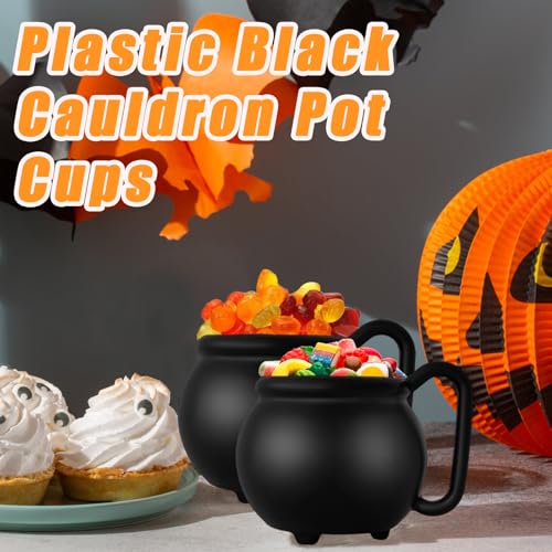 12PCS 15 oz Cauldron Mugs Black Witches Brew Cups for Halloween & Parties