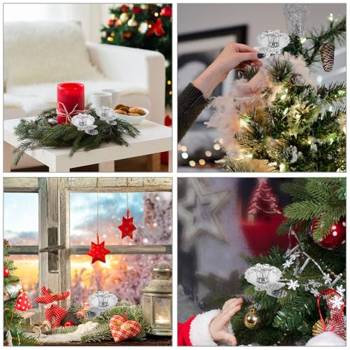 Christmas Tree Candle Holder Clips Set - Gold & Silver Decorative Candle Stands for Holiday Decor