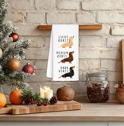 Three Dachshund Kitchen Towels - Funny Weiner Dog Gift for Dachshund Lovers