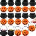 24 Pcs Halloween Mini Candy Buckets & Cauldrons Set - Pumpkin & Witch Design
