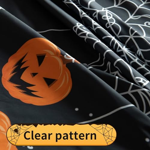 Rectangular Halloween Tablecloth 60x84 Inch Waterproof Pumpkin & Spider Web Design - Washable Party Decor