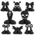 Black Gothic Bow Honeycomb Centerpieces - 8 Pcs for Party Decorations