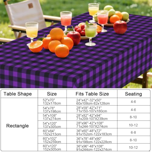 Halloween Vinyl Tablecloth 60x102 Inches with Flannel Backing - Black & Purple