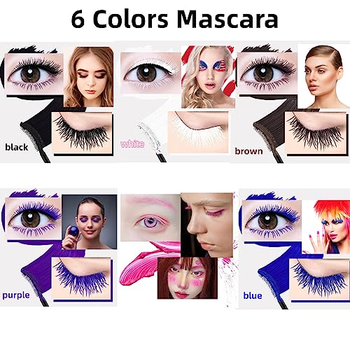 6 Colors Waterproof Mascara Set - Lengthening, Curling, Thickening Eye Makeup Kit