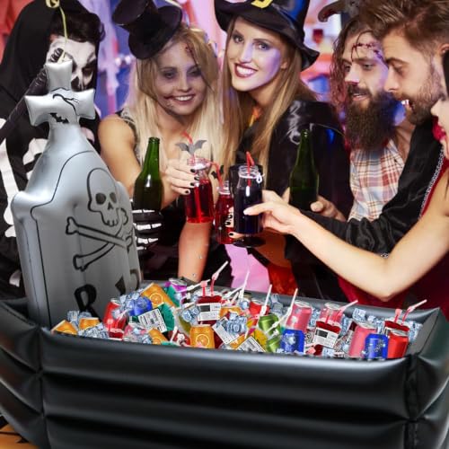 Halloween Inflatable Tombstone Cooler - 44 Inch Party Drink & Candy Holder - Spooky Graveyard Decor