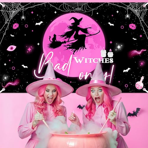Halloween Banners for Parties - Bad Witches Only Backdrop 6x3.6ft