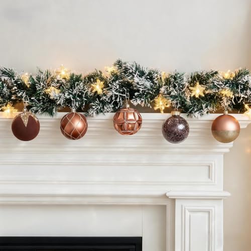 Copper Gold Velvet Baubles - 12 Pack, 3.14 Inch Christmas Tree Ornaments - Tactile & Durable Holiday Decor