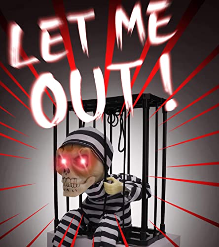 Animated Halloween Skull Prisoner with Infrared Sensor - Spooky Haunted House Decor