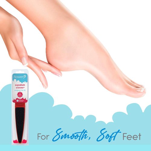 Flowery Original Swedish Clover Red Foot File - Stainless Steel Pedicure Scrubber, 60/100 Grit