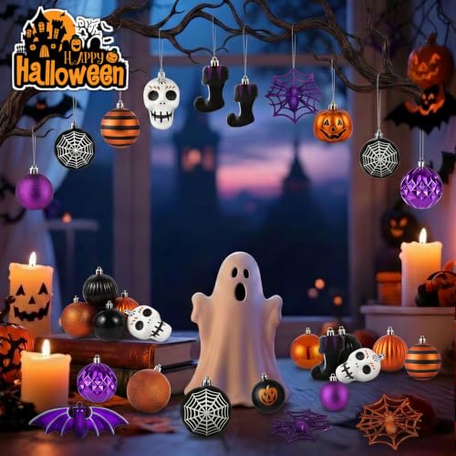 100pcs Halloween Shatterproof Ball Ornaments Set - Spooky Tree Decorations