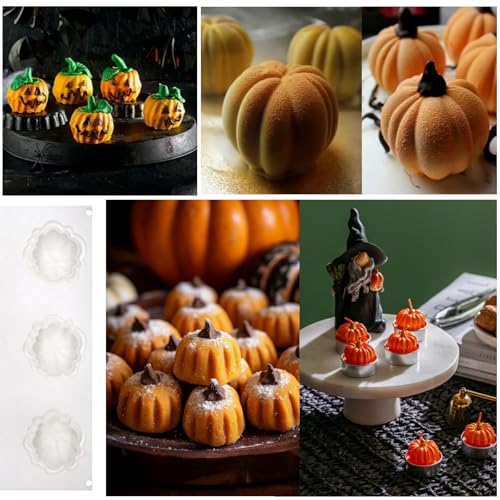 Pumpkin Silicone Molds 3D Halloween Thanksgiving Baking Mold - White, Medium, 1
