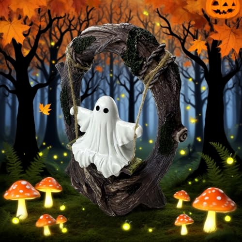Halloween Ghost Swing Figurine Indoor & Outdoor Decor - Spooky Gothic Halloween Gift