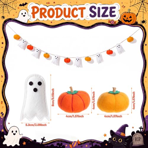 Halloween Felt Garland Set - Ghost & Pumpkin 3D Fall Decorations, 2 Pack