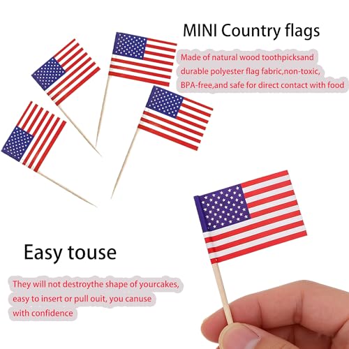 Mini American Flag Toothpick Set - Purple Halloween Flag Decorations, 100 Pieces