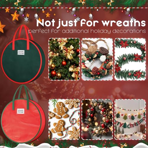 Criusia XL Green Christmas Wreath Storage Bag 30" x 8" with Handle