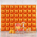 Orange Square Foil Balloons Wall Backdrop - 48PCS, 19x19 Inches, Reusable Party Decor (Variation C01)