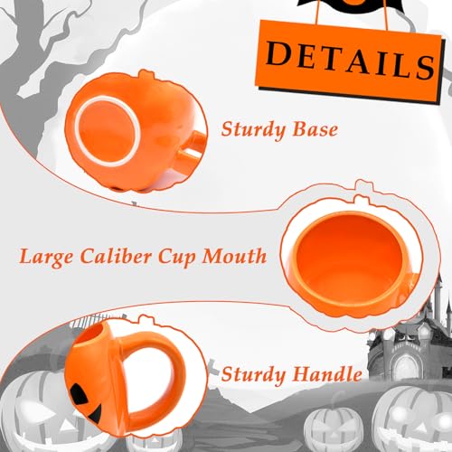 Halloween Pumpkin Mug 12 oz Ceramic Cup with Smiling Face - Fall & Halloween Decor