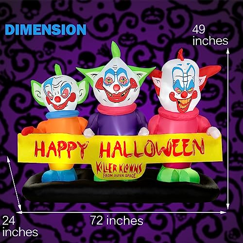 Halloween Inflatable Killer Clowns Decoration - 6ft Outdoor Yard Decor with Lights