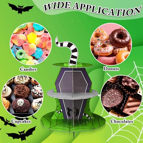 3-Tier Halloween Cupcake Stand with Spiderweb Design - Spooky Dessert Tower