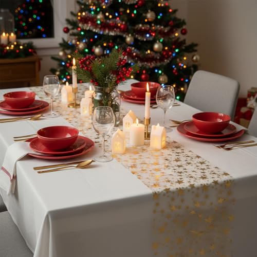 Gold Star Table Runner 32.8 Ft Glitter Metallic Sequin Tablecloth for Wedding Birthday Christmas Party Decor - Variation of THIS listing